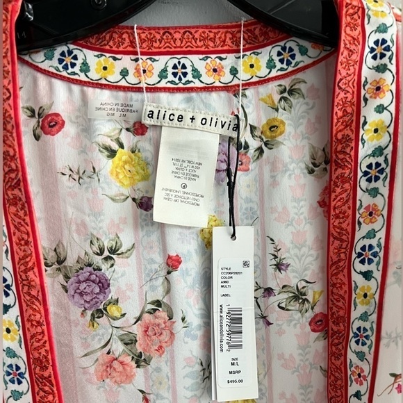 Alice + Olivia Domino Satin Floral Belted Kimono - Picture 12 of 13